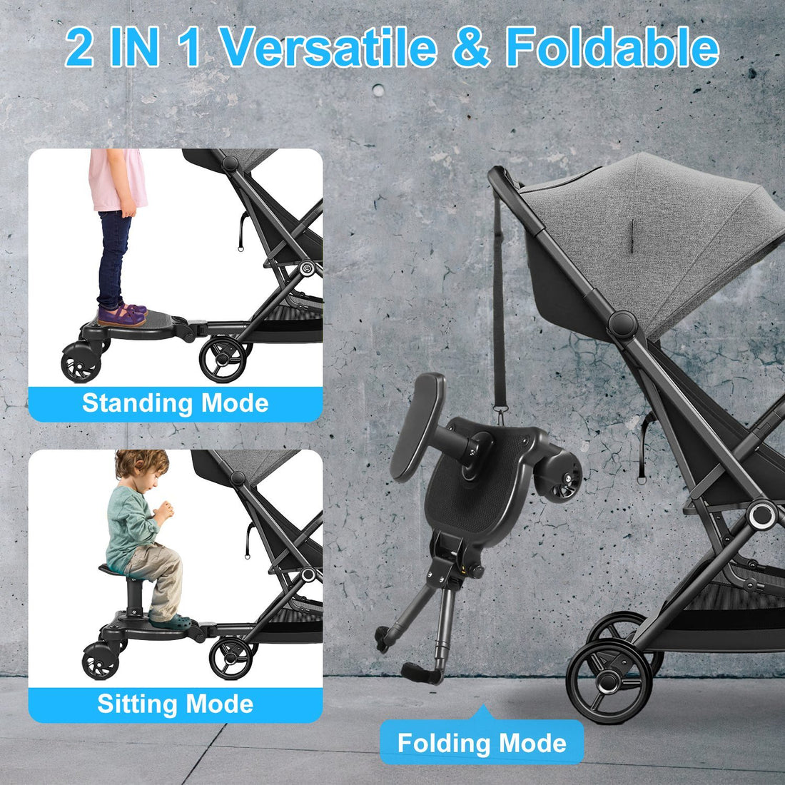 2-in-1 Universal Stroller Board – Sit or Stand Attachment for Toddlers