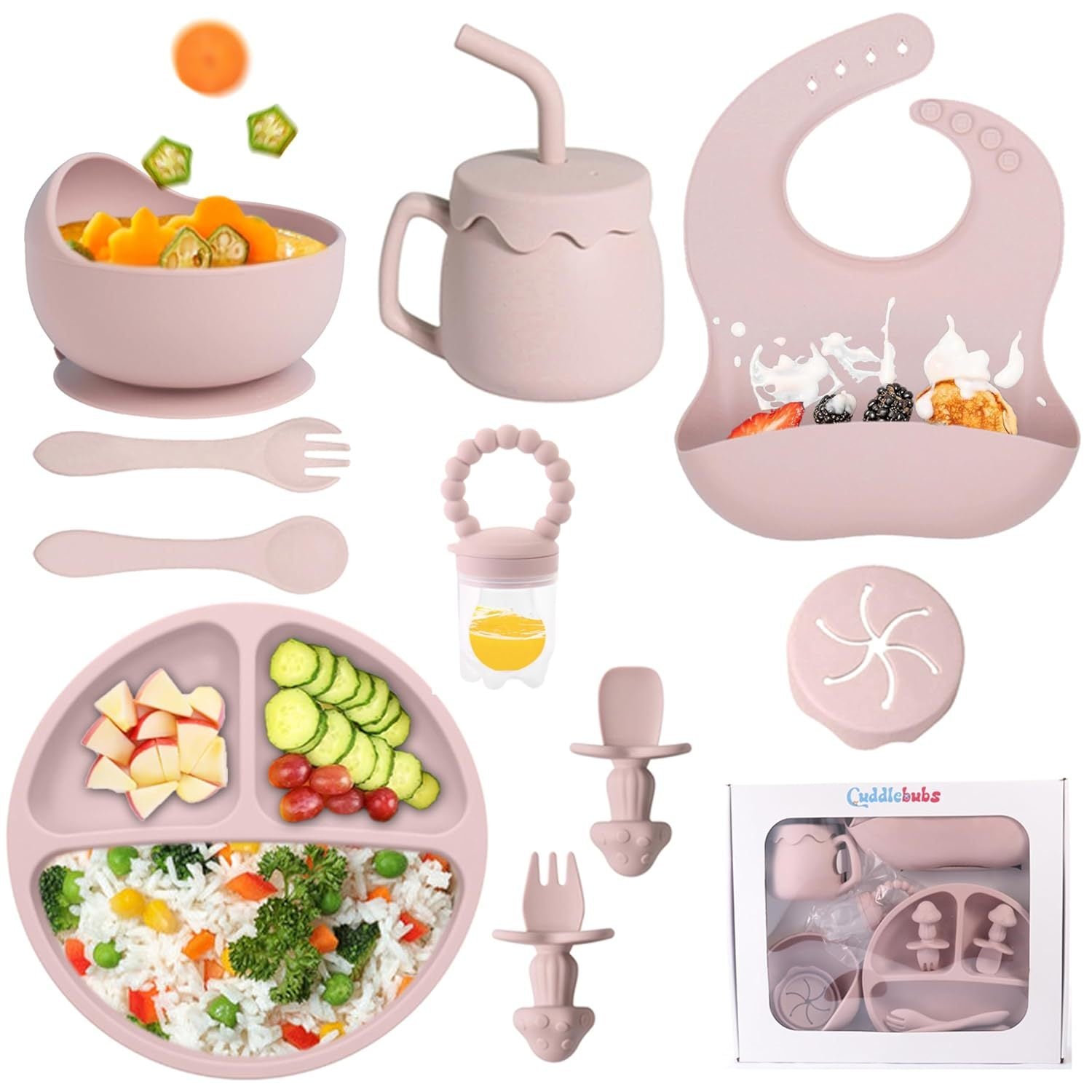 Silicone Baby Feeding Set - 10 Piece BPA-Free Weaning Kit with Suction Bowl & Plate