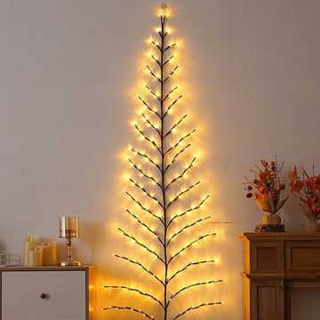 LED Rattan Leaves String Lights – Festive Christmas Bedroom Decor