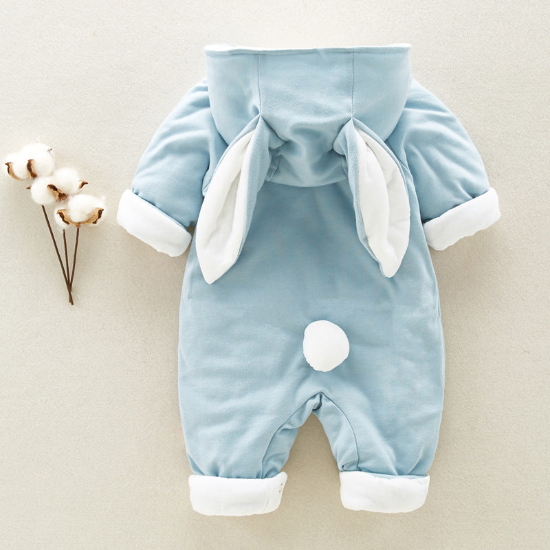 Thickened Cotton Baby Romper – Hooded Onesie for Newborns & Infants