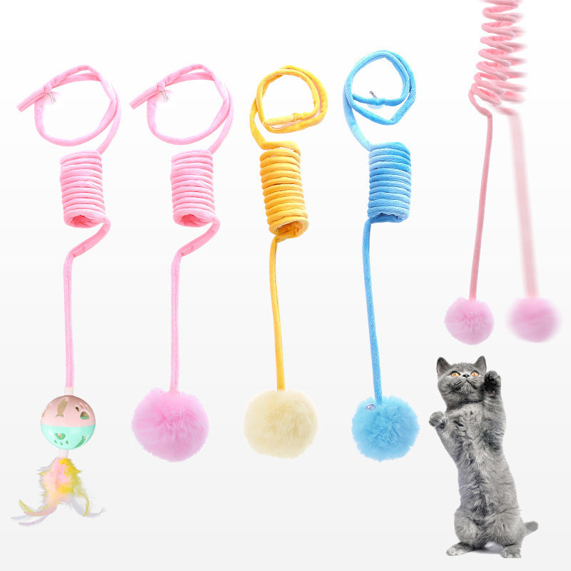 Interactive Cat Toy with Suction Cup – Spring Feather Ball