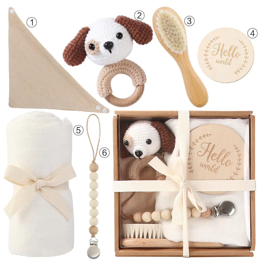 Newborn Gift Set – Bath Towel, Pacifier & Toys for Baby Shower