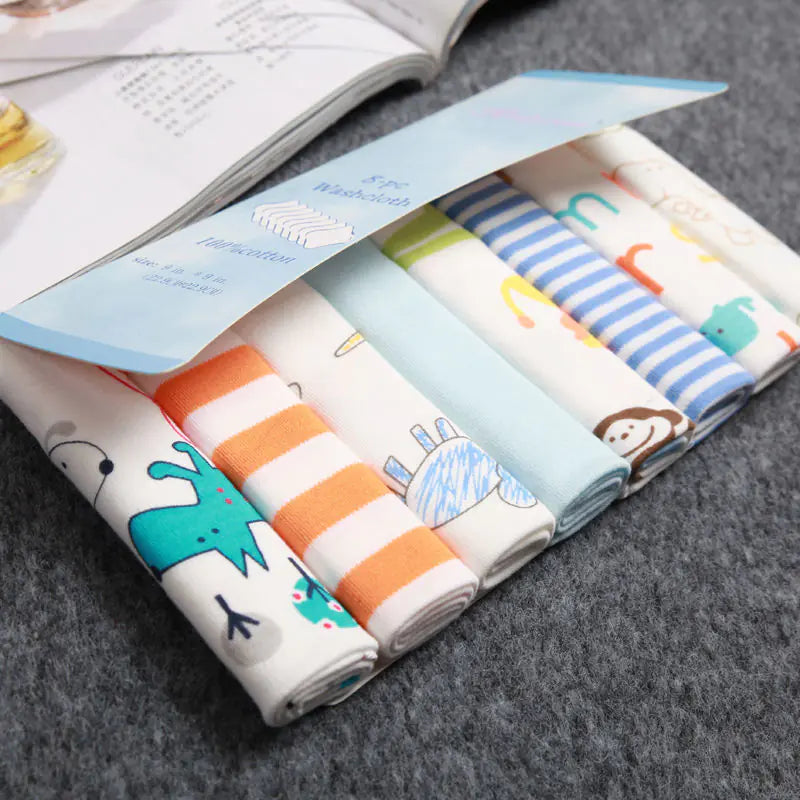 Soft Cotton Gauze Baby Burp Cloths - 8 Pack Muslin Feeding Towels for Newborns